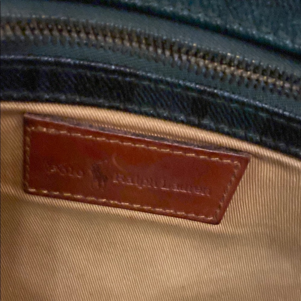 Ralph Lauren Green and Brown Messenger Bag with Leather Straps - Picture 2 of 12